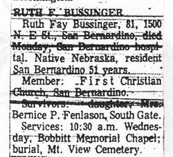 Ruth F. <I>Borland</I> Bussinger 