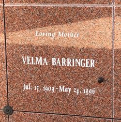 Velma <I>Lemasters</I> Barringer 