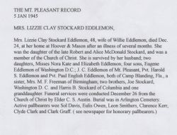 Lizzie Clay <I>Stockard</I> Eddlemon 