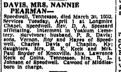 Nannie Jane <I>Pearman</I> Davis 
