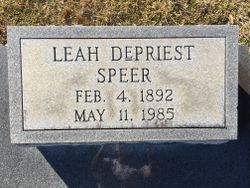 Leah <I>DePriest</I> Speer 