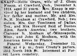 Nellie Grace <I>Moxham</I> Knapp 