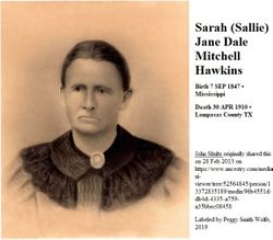 Sarah Jane “Sallie” <I>Dale</I> Hawkins 