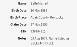 Velma Belle <I>Alley</I> Murrell 