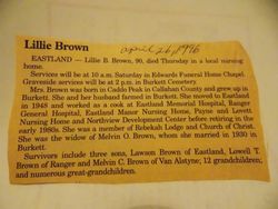 Lillie Bell <I>McGee</I> Brown 