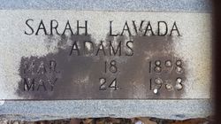 Sarah Lavada <I>Laster</I> Adams 
