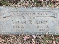 Sarah Jane <I>Kissiah</I> Kiser 