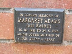 Margaret <I>Baird</I> Adams 