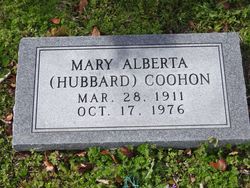 Mary Alberta <I>Hubbard</I> Coohon 