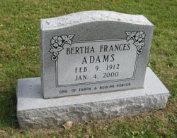 Bertha Frances <I>Porter</I> Adams 