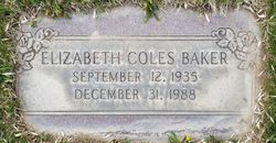 Elizabeth Ann <I>Coles</I> Baker 