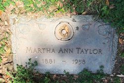 Martha Ann “Mattie” <I>Irick</I> Taylor 