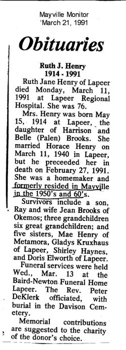 Ruth Jane <I>Brooks</I> Henry 