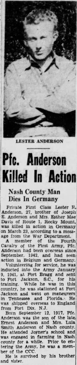 PFC Lester R Anderson 