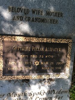 Gertrude <I>Pollak</I> Altfater 