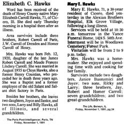 Mary Elizabeth <I>Carroll</I> Hawks 