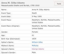 Anna M <I>Gilby</I> Adams 