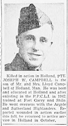 Private Joseph Wilfred Campbell 