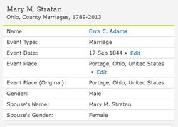 Mrs Mary Mariah <I>Stratton</I> Adams 