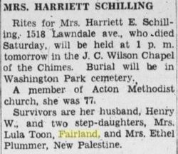 Harriett E. “Hattie” <I>Thompson</I> Schilling 