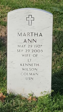 Martha Ann <I>Schilling</I> Colman 