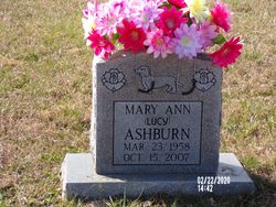 Mary Ann “Lucy” <I>Tidwell</I> Ashburn 