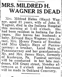 Mildred Helen <I>Hays</I> Wagner 