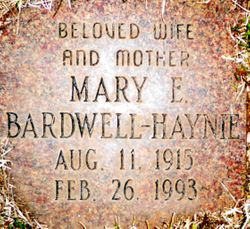 Mary E <I>Haynie</I> Bardwell 