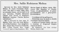 Sallie <I>Robinson</I> Melton 