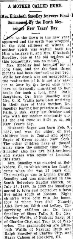 Elizabeth R. <I>Sager</I> Smedley 