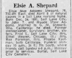 Elsie Mae <I>Addoms</I> Shepard 