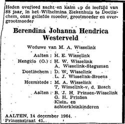 Berendina Johanna Hendrica <I>Westerveld</I> Wisselink 