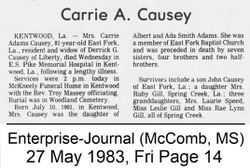 Carrie <I>Adams</I> Causey 