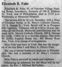Elizabeth R. <I>Fahs</I> Fahs 