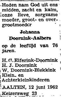 Johanna <I>Aalbers</I> Doornink 