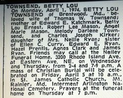 Betty Lou <I>Ryan</I> Townsend 