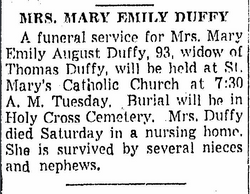 Mary Emily <I>August</I> Duffy 