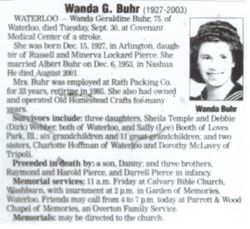 Wanda Geraldine <I>Pierce</I> Buhr 