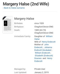 Margery <I>Halse</I> Endecotte 