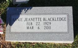Annie Jeanette <I>Traylor</I> Blackledge 