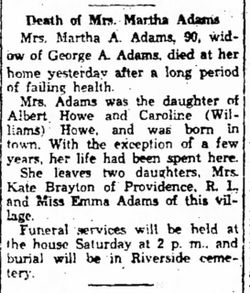 Martha Ann <I>Howe</I> Adams 