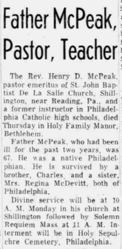 Rev Henry David McPeak 
