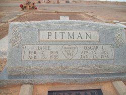 Mary Jane “Janie” <I>Baccus</I> Pitman 