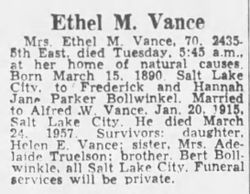 Ethel May <I>Bollwinkel</I> Vance 