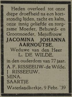 Jacomina Johanna <I>Aarnoutse</I> de Wilde 