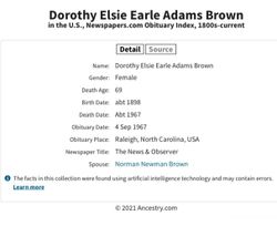 Dorothy Elsie “Dollie” <I>Earle</I> Adams Brown 