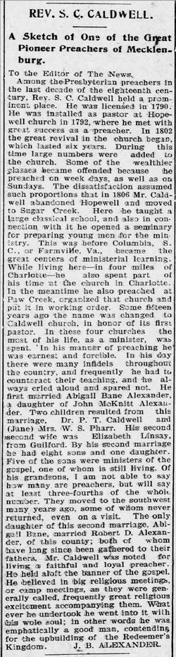 Rev Samuel Craighead Caldwell 