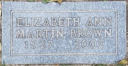 Elizabeth Ann <I>Martin</I> Brown 
