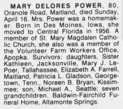 Mary Delores <I>Fuller</I> Power 
