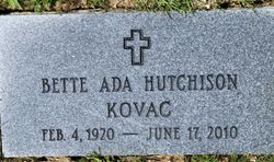Bette Ada <I>Hutchison</I> Kovac 
